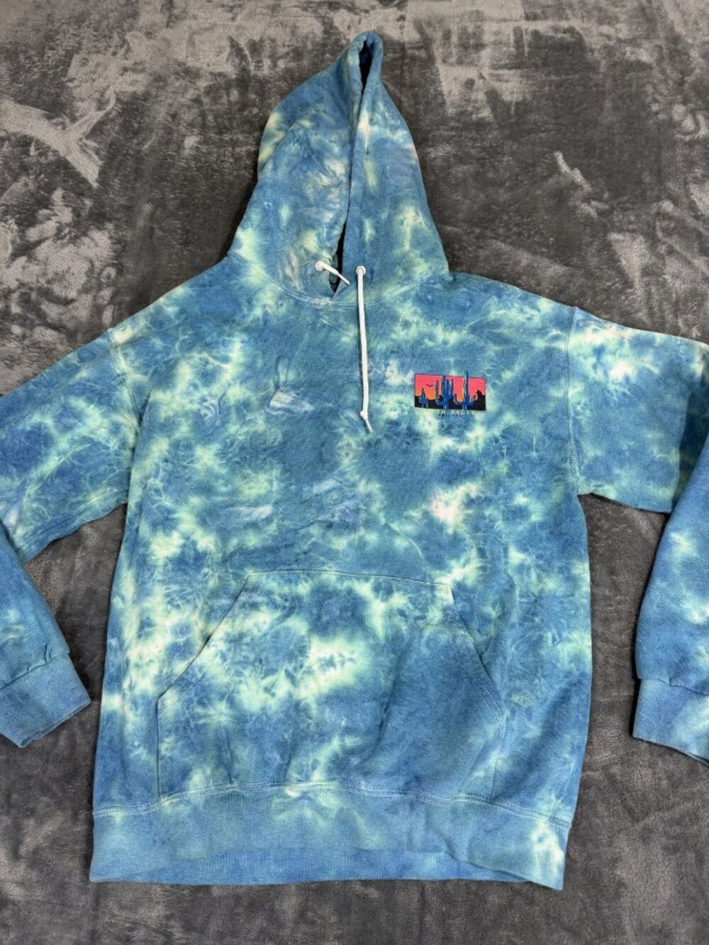 Artist Union Mens Blue Tie-Dye Death Valley Arizona Graphic Hoodie M